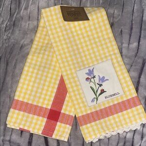 Bluebella Yellow Gingham Towel with Purple Floral Patch